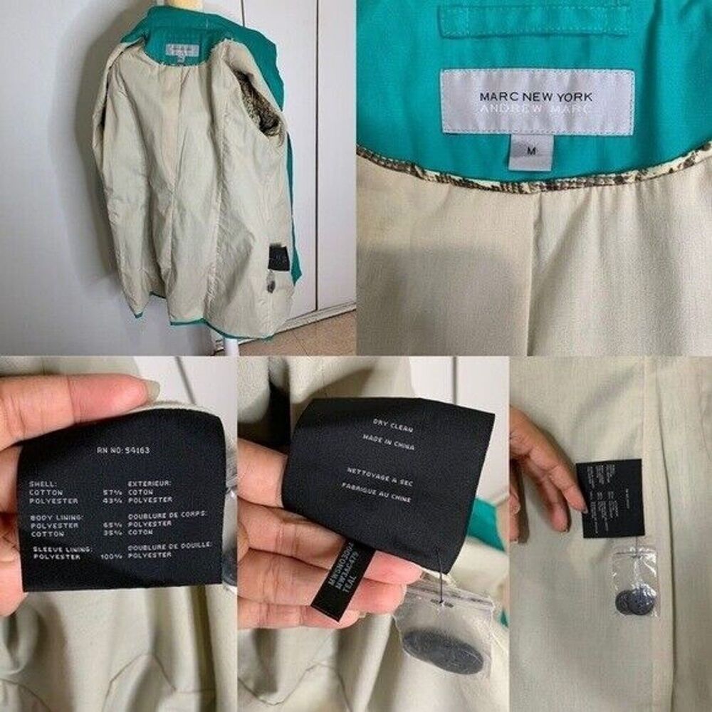 Marc New York Womens Trench Jacket Coat Green Size M - Picture 6 of 16